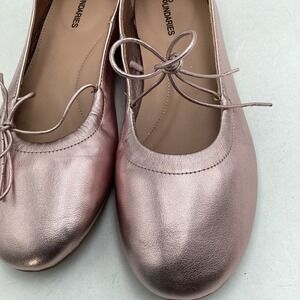 No Boundaries Rose Gold Metallic Ballet Flats Bow Detail Womens 9